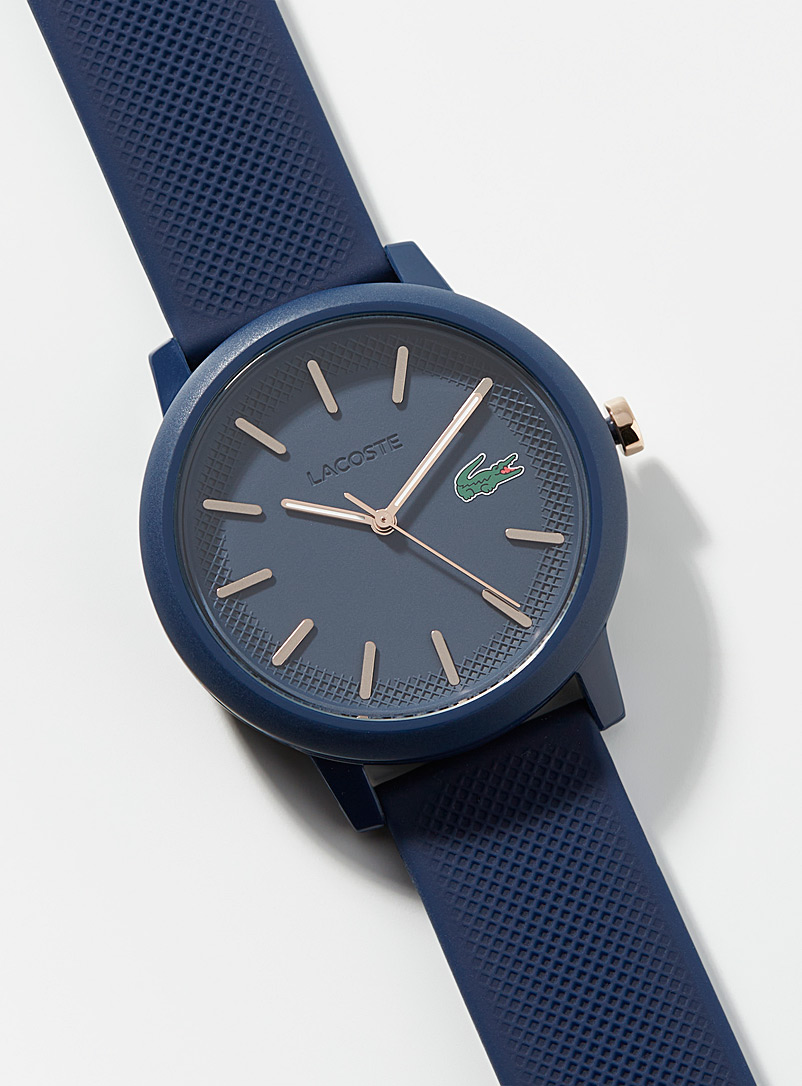 Lacoste Marine Blue Pigment green silicone band watch for men
