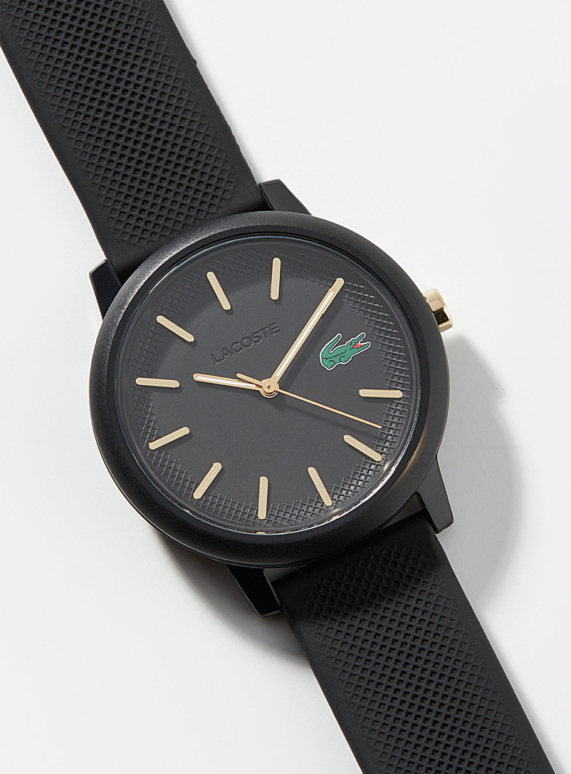 Lacoste: La montre bracelet silicone vert pigmenté Noir à motifs pour homme