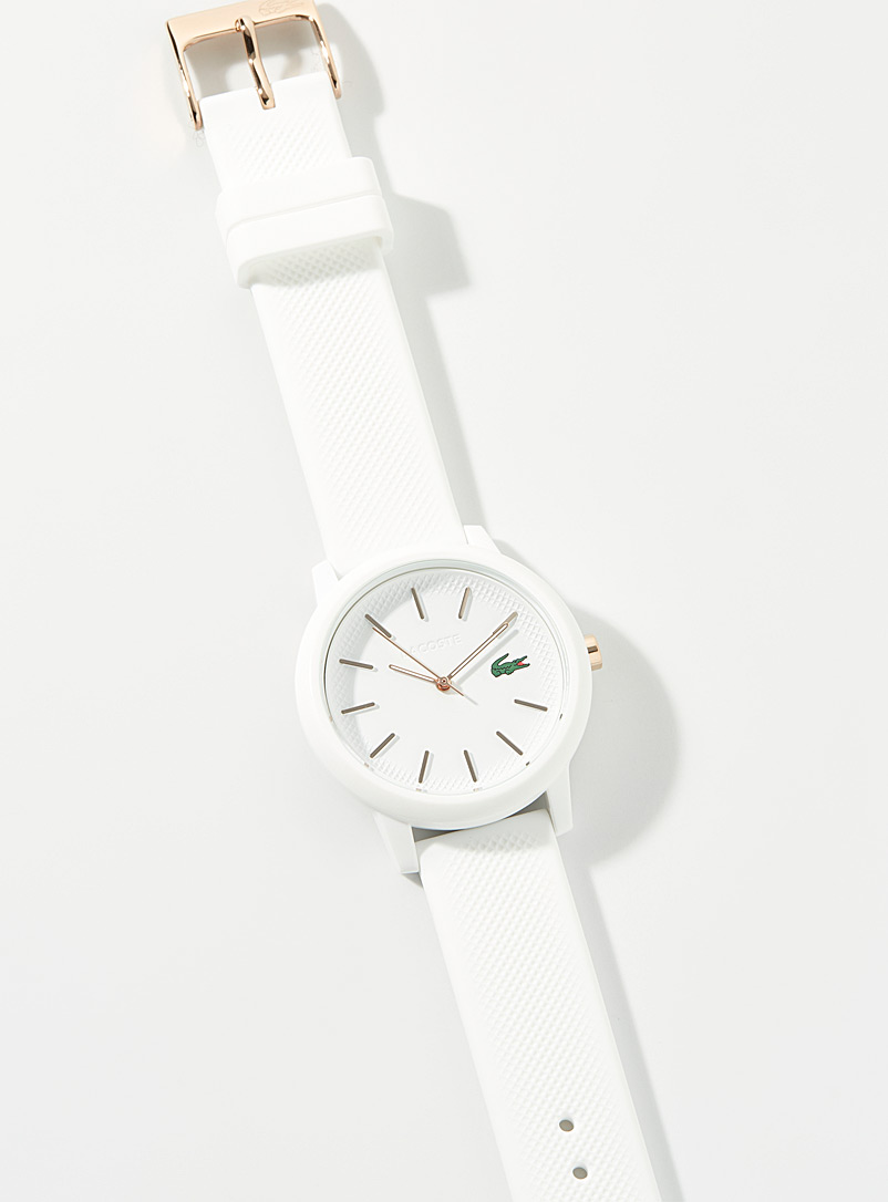 Lacoste White White and rose gold silicone watch for women
