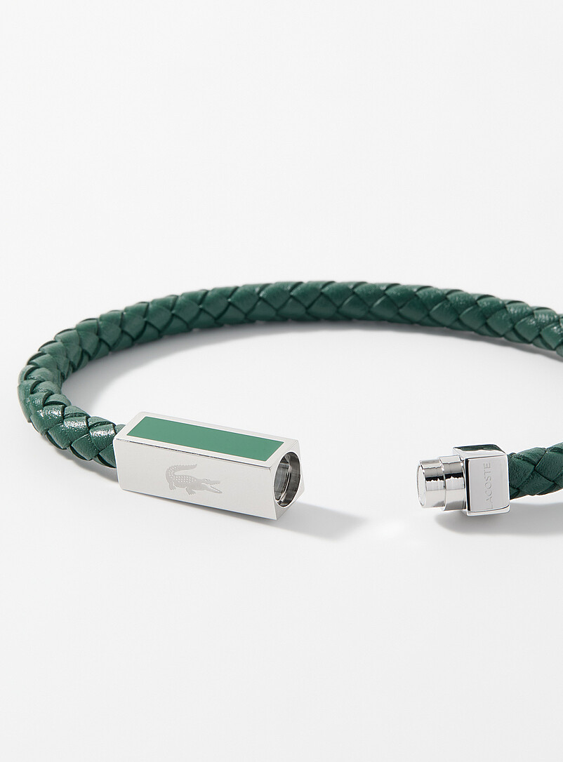 Green braided-leather bracelet product image 2
