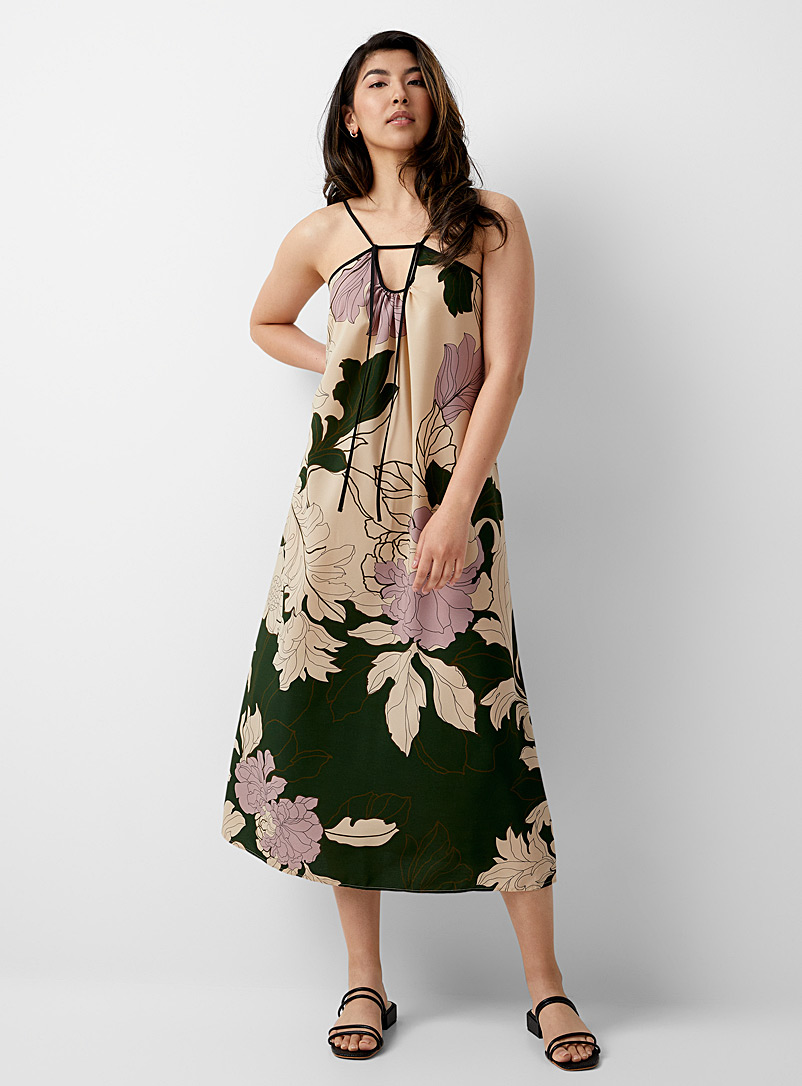 Sisley: La robe vaporeuse bouquet opulent Noir à motifs pour femme