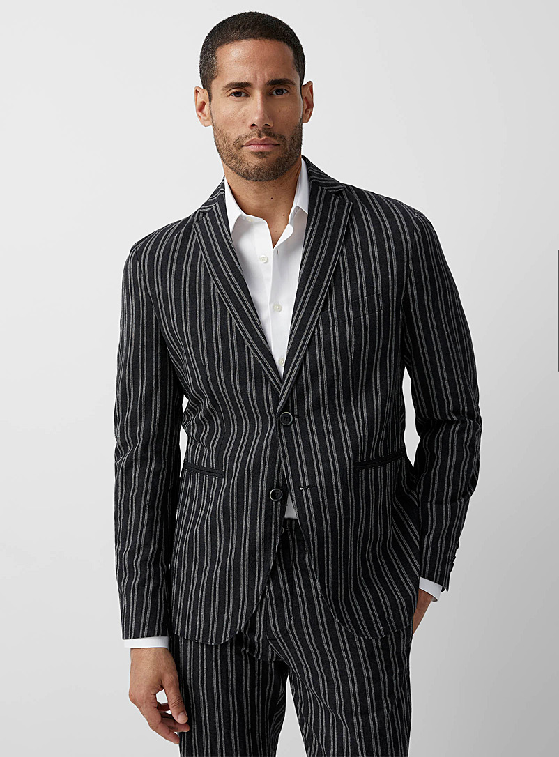 Le 31 Black Double-stripe black jacket Slim fit for men