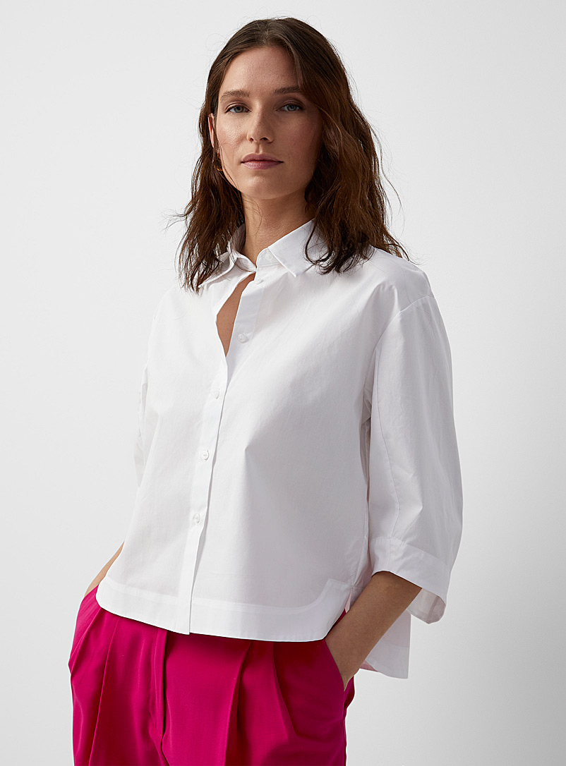 Sisley: La chemise carrée manches amplifiées Blanc pour femme
