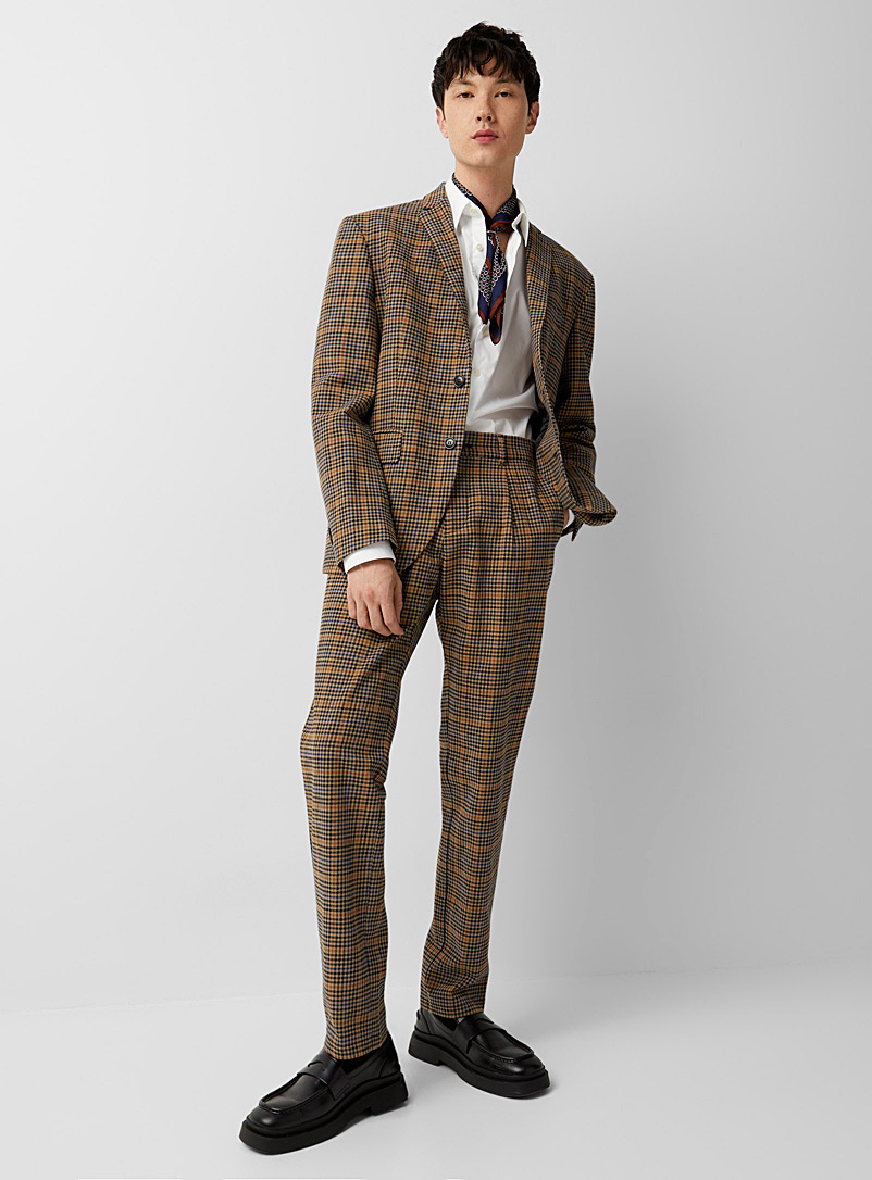 Sisley: Le pantalon tweed carreaux héritage Coupe étroite Brun pour homme