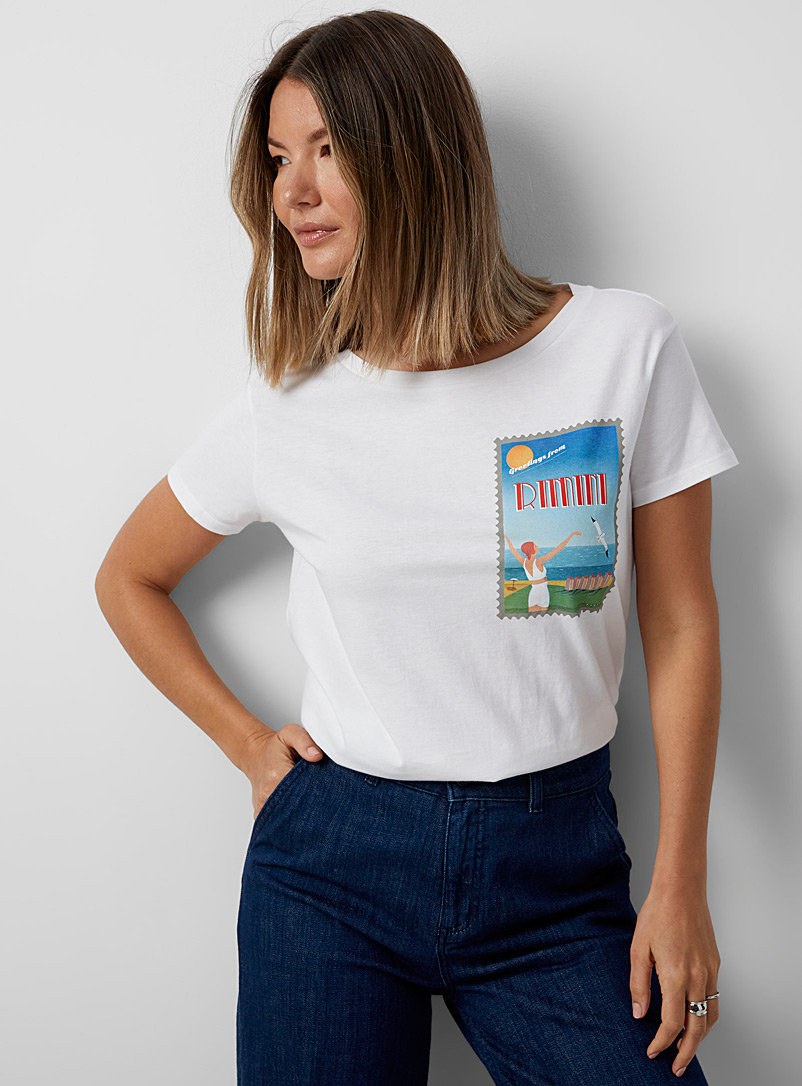 Sisley White Rimini vacation T-shirt for women