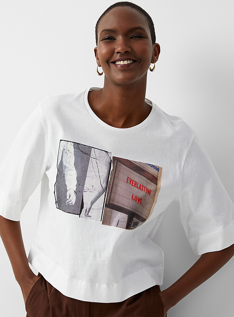 Sisley White Eternal love boxy-fit T-shirt for women