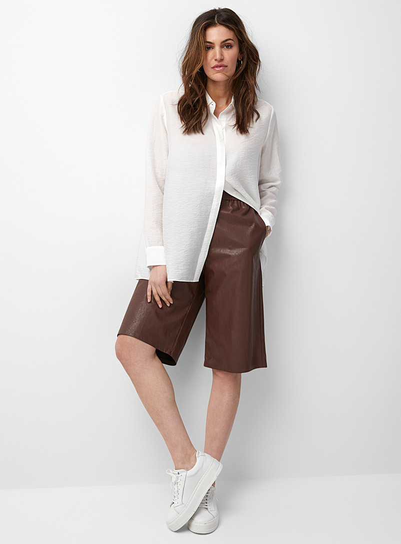 Sisley Brown Chocolate faux-leather cropped pant for women