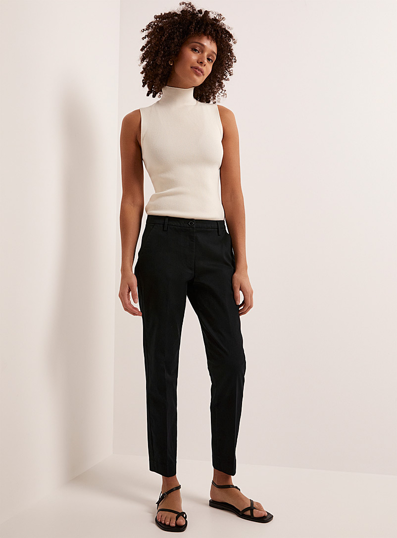 Sisley: Le pantalon chino extensible coupe étroite Noir pour femme