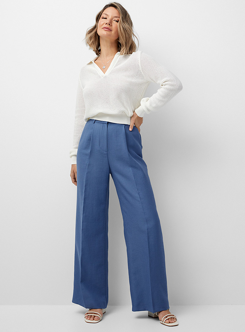 Sisley Blue Steel blue wide-leg pant for women