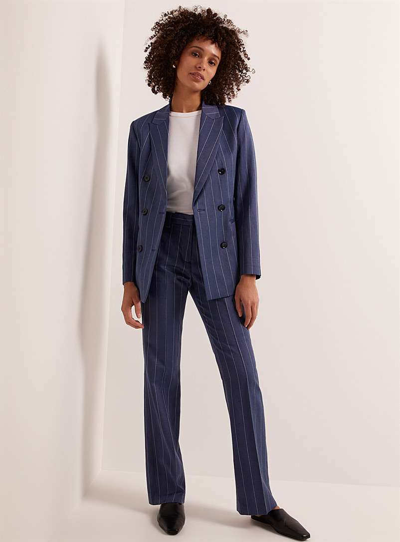 Sisley: Le pantalon large bleu à fines rayures Bleu pour femme