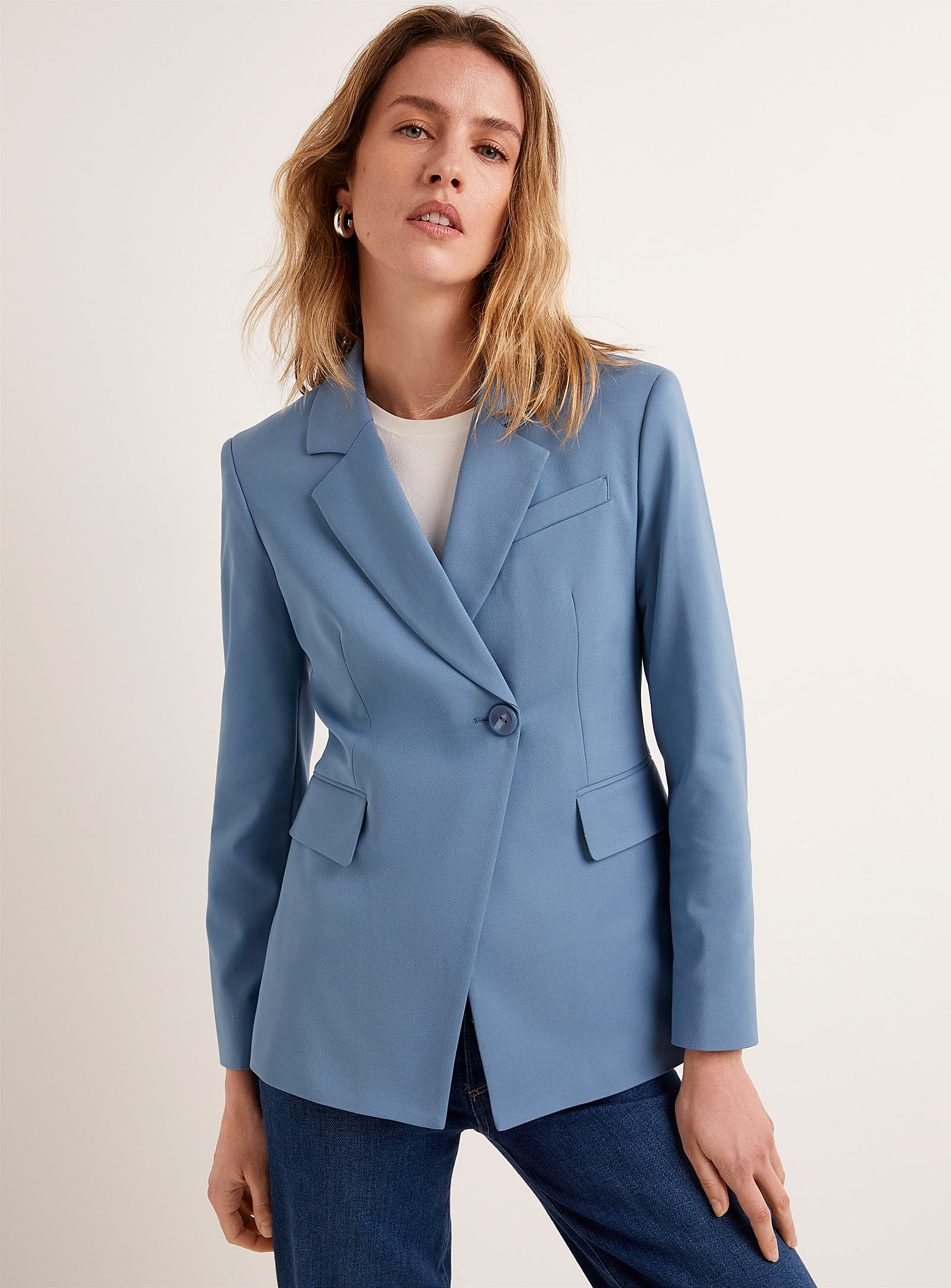 Sisley - Women's ST-Shirtl blue structured Blazer Jacket