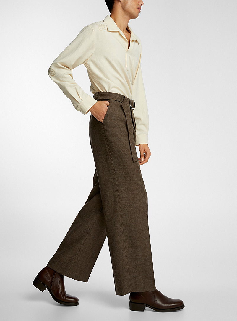 Nanushka Brown Bento belted pant for men