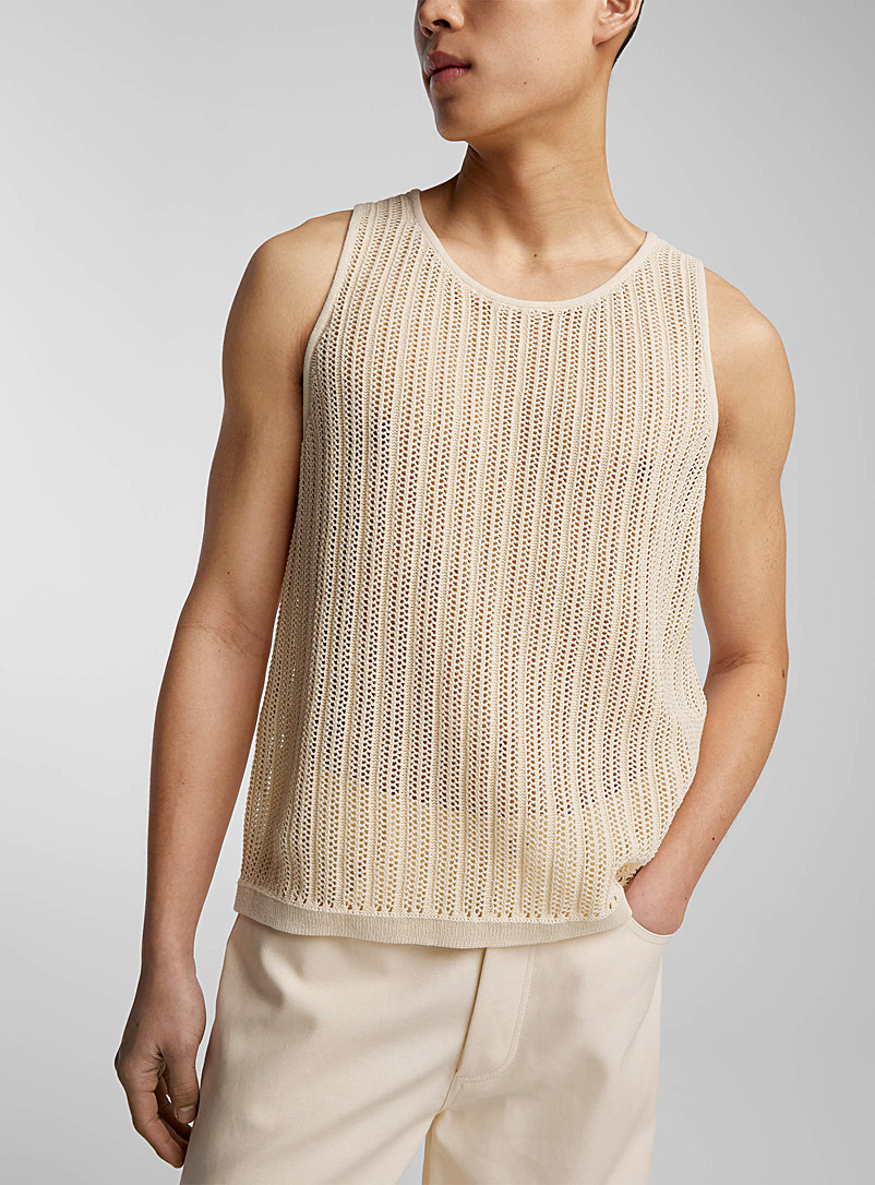Nanushka Off White Nyam crochet knit cami for men