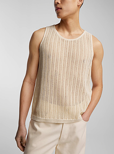 Nanushka Ivory White Nyam crochet knit cami for men