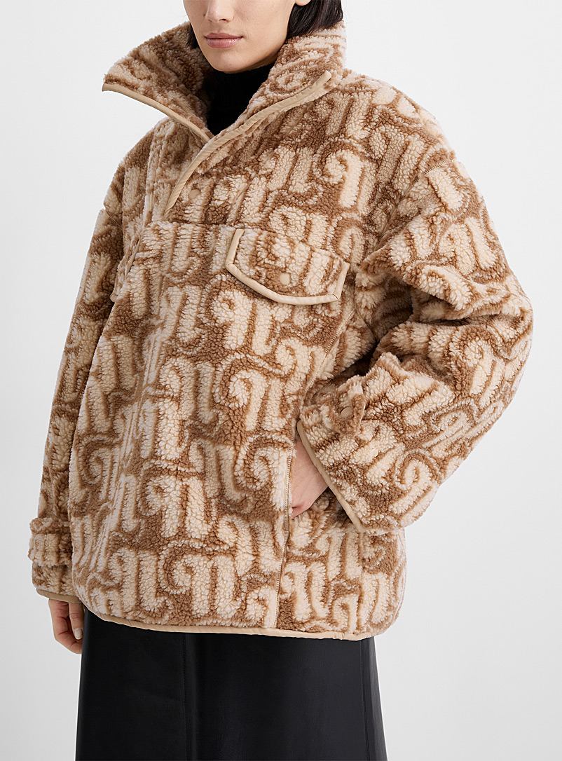 Nanushka Patterned Brown Falon plush sweatshirt for women