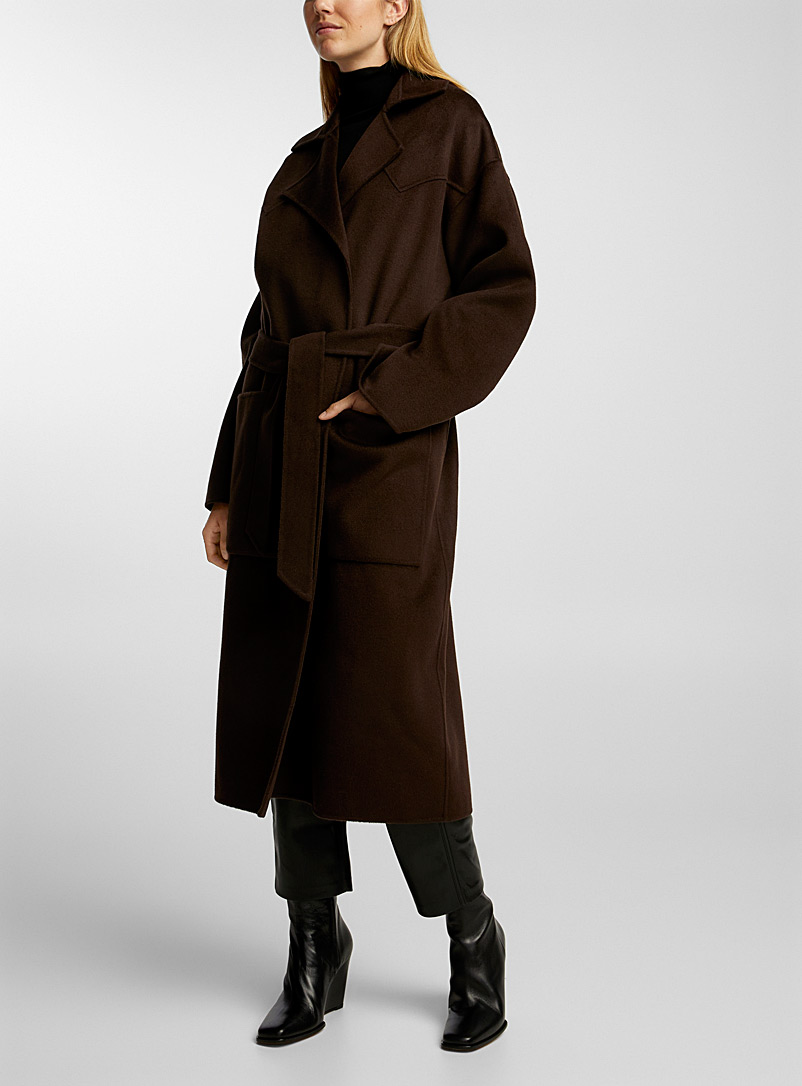 Nanushka Dark Brown Brown Alamo robe coat for women