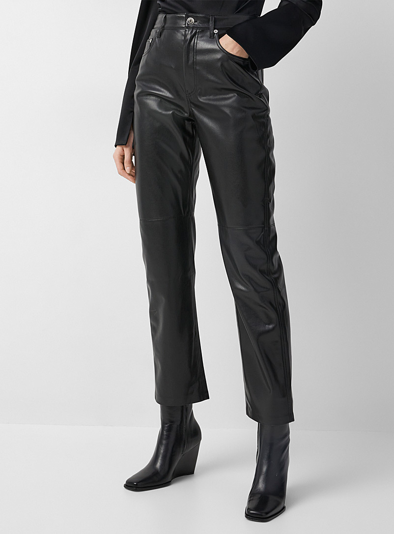 Nanushka Black Vinni faux-leather pant for women