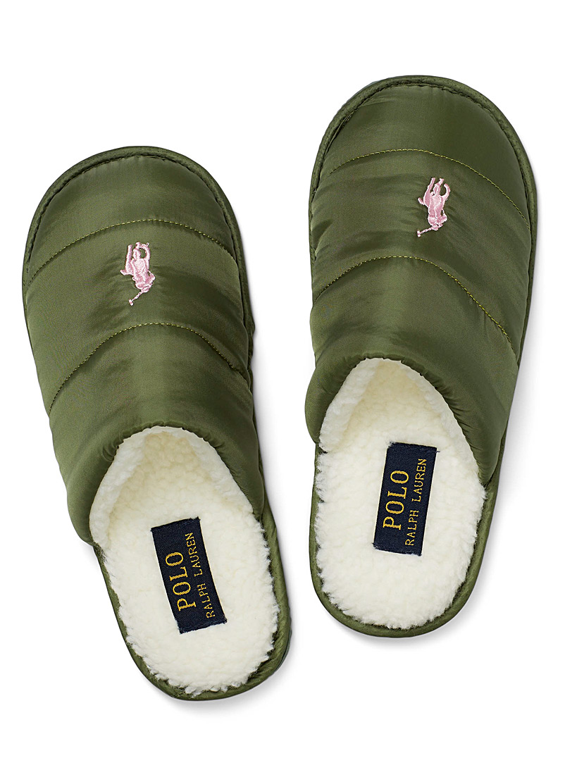 Polo Ralph Lauren Khaki Olive green mule slippers for women