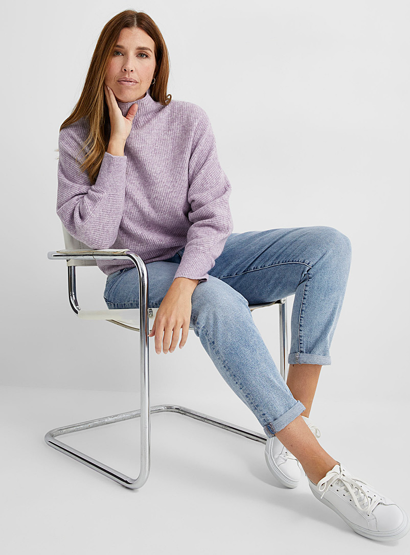 Contemporaine Lilacs Brushed ribbed funnel-neck sweater for women