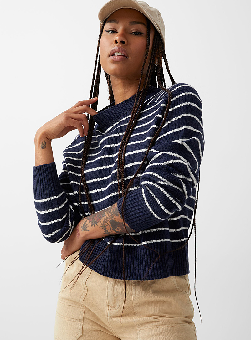 Twik Slate Blue Fine-knit raglan sweater for women