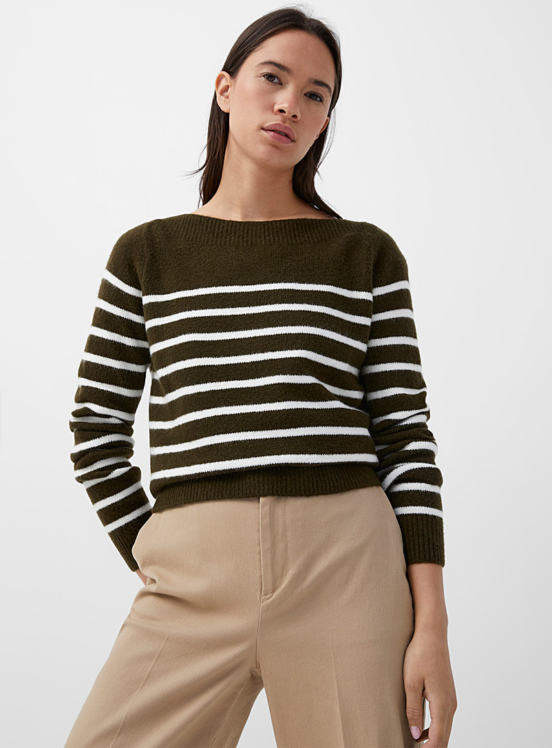 Contemporaine Mossy Green Boatneck sailor sweater for women