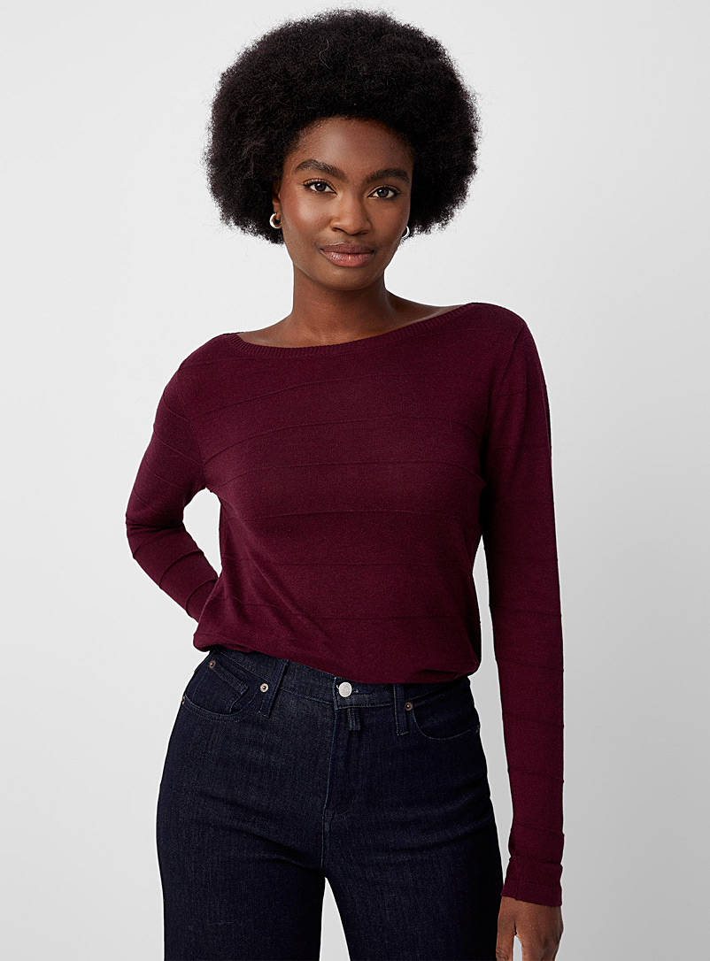 Embossed stripe boat-neck sweater | Contemporaine | Shop Women's