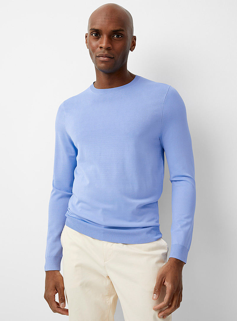 Le 31: Le pull col rond tricot souple Bleu pâle-bleu poudre pour homme