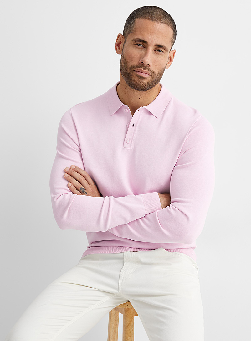 Le 31 Pink Soft knit polo for men