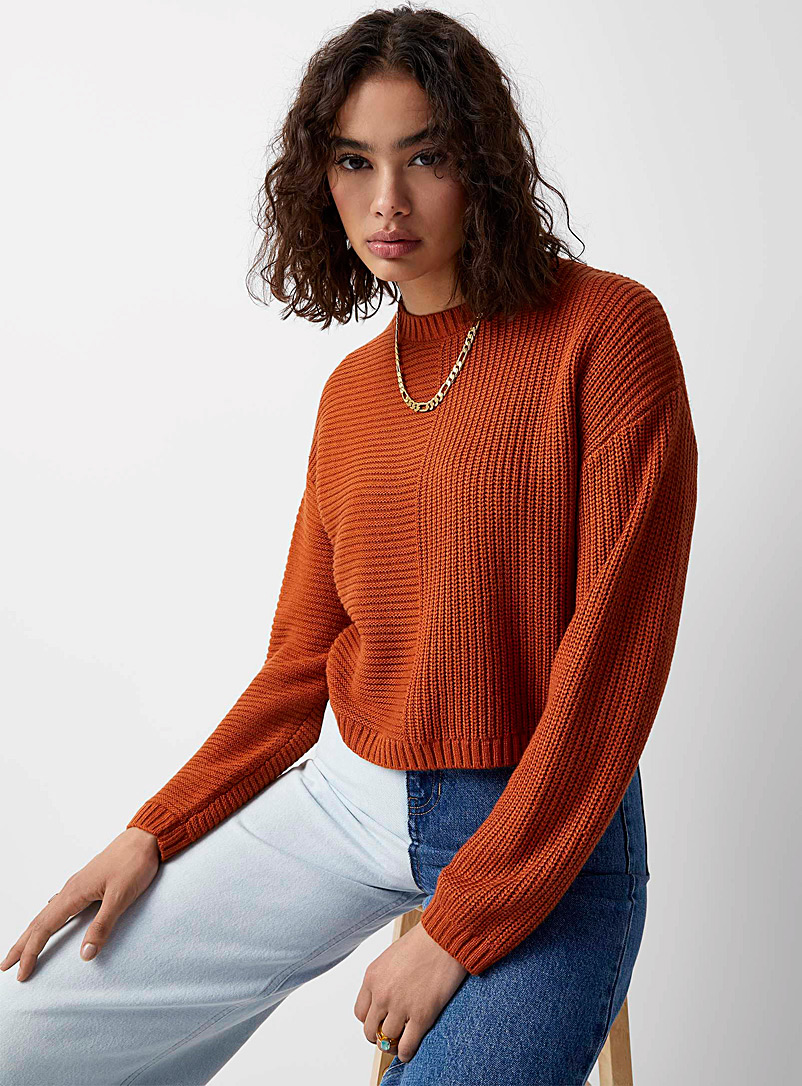 Twik Copper Bidirectional ribbing sweater for women