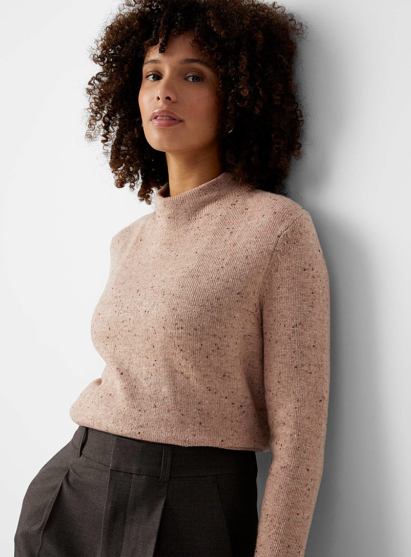 Contemporaine Dusky Pink Confetti knit funnel-neck sweater for women