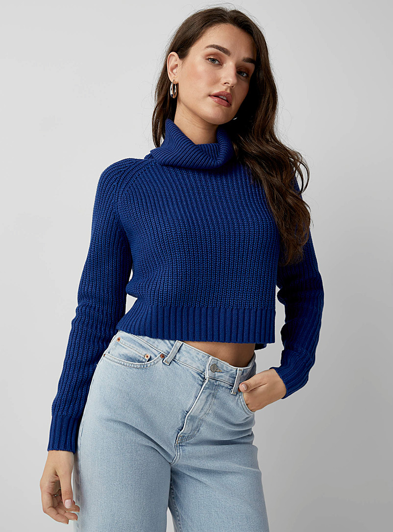 Icône Sapphire Blue Shaker-rib turtleneck sweater for women