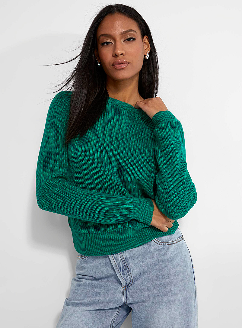 Icône Green  Shaker-rib raglan sweater for women