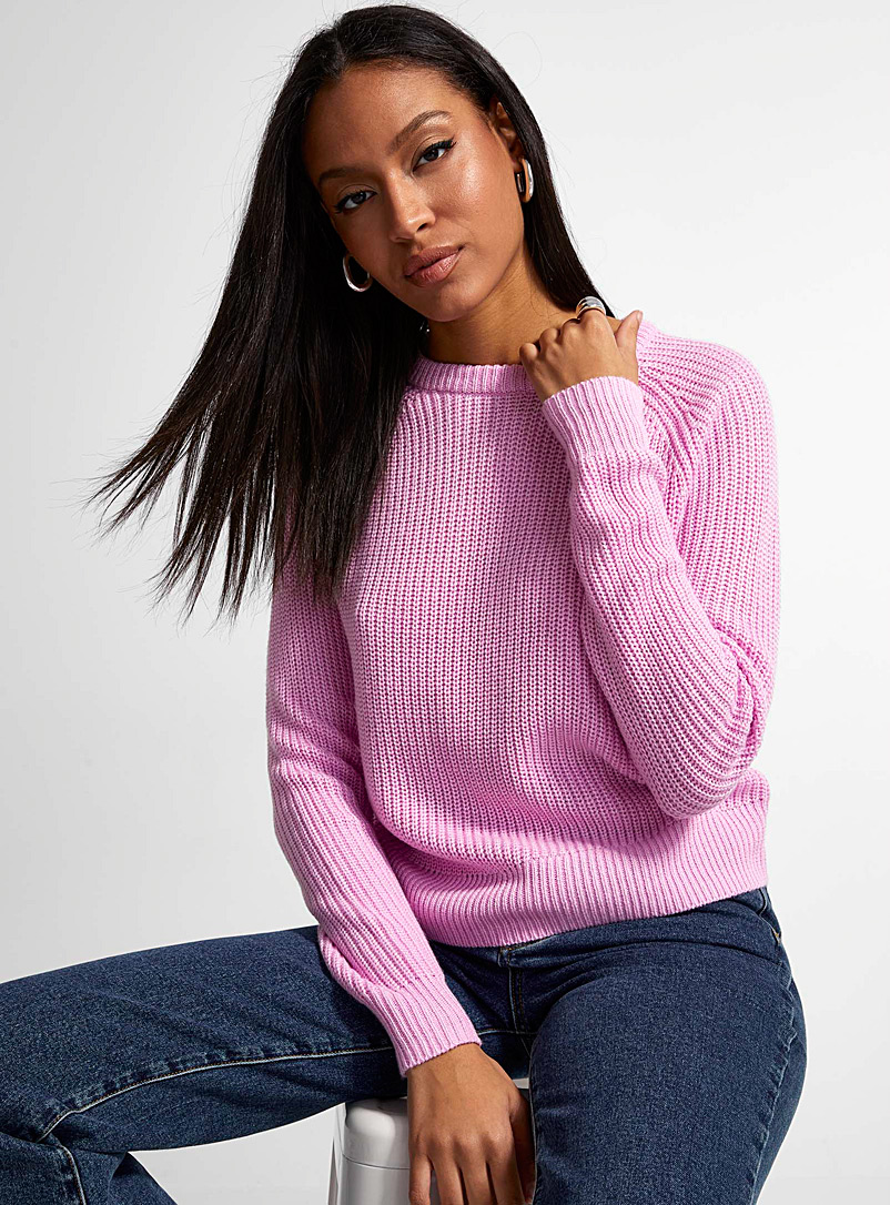 Icône Pink Shaker-rib raglan sweater for women