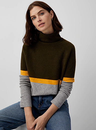 Tricolour block turtleneck | Contemporaine | Shop Women's Sweaters | Simons