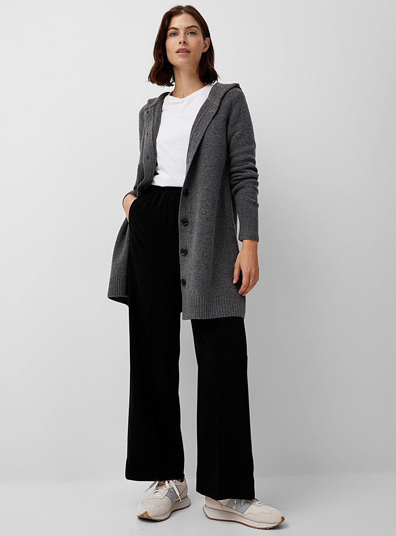 Contemporaine Charcoal Long hooded cardigan for women