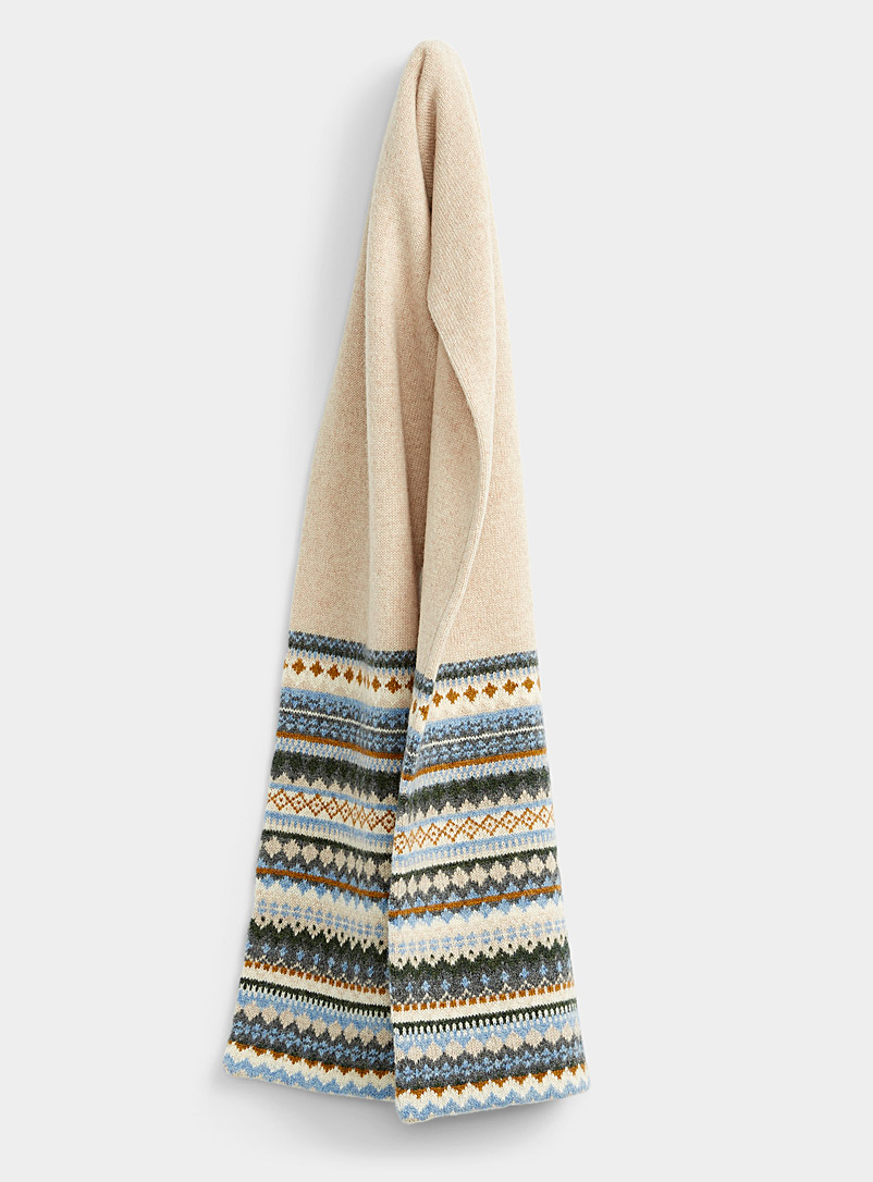 Simons Sand Shetland wool Fair Isle scarf for women