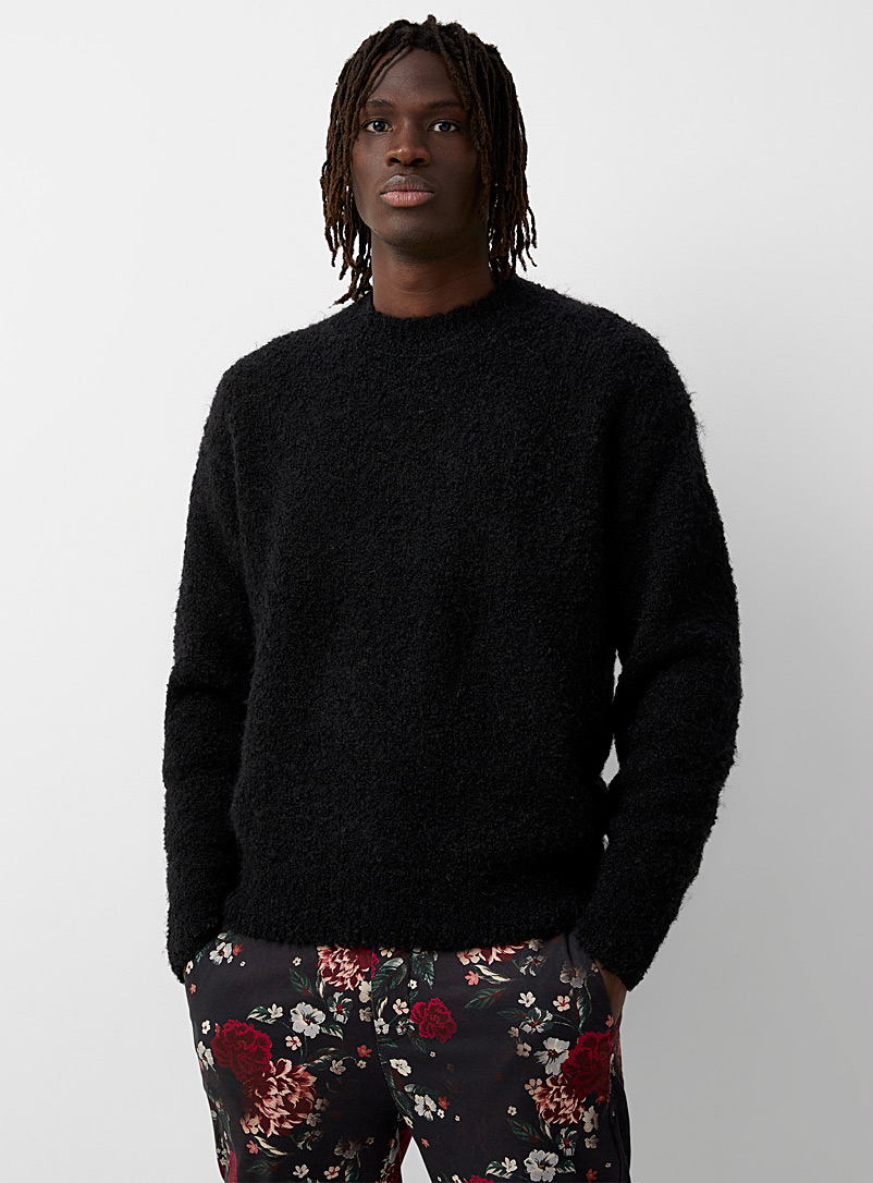 Le 31 Black Bouclé knit sweater for men