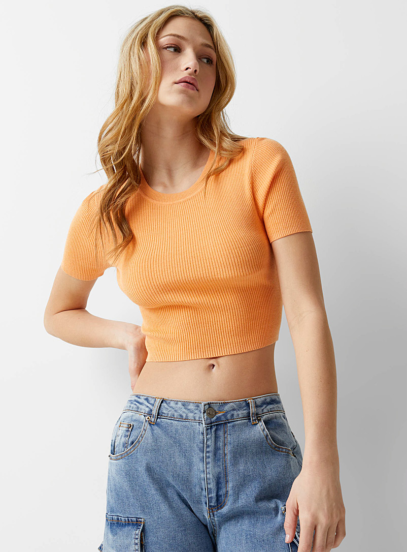 Twik Tangerine Open-back ribbed sweater for women