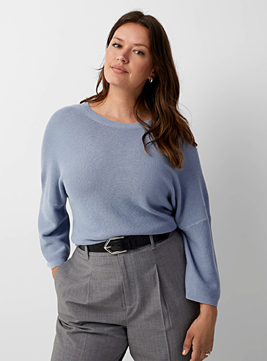 Contemporaine Baby Blue Delicate texture loose sweater for women