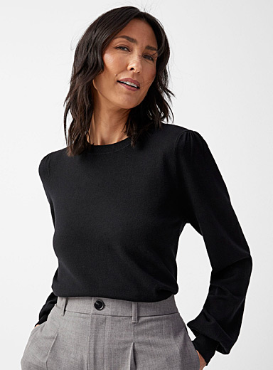 Puff-sleeve fine-knit sweater | Contemporaine | Shop Women's Sweaters ...