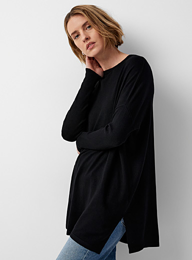 Contemporaine Black Supple knit tunic sweater for women