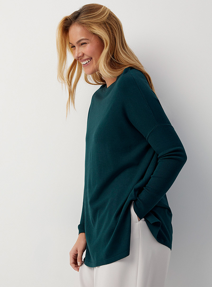 Contemporaine Teal Supple knit tunic sweater for women