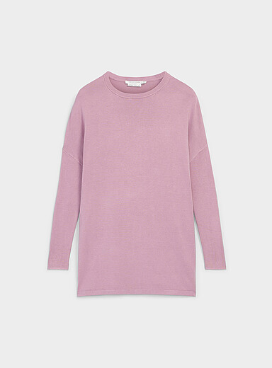Contemporaine: Le chandail tunique tricot souple Rose p&acirc;le pour femme