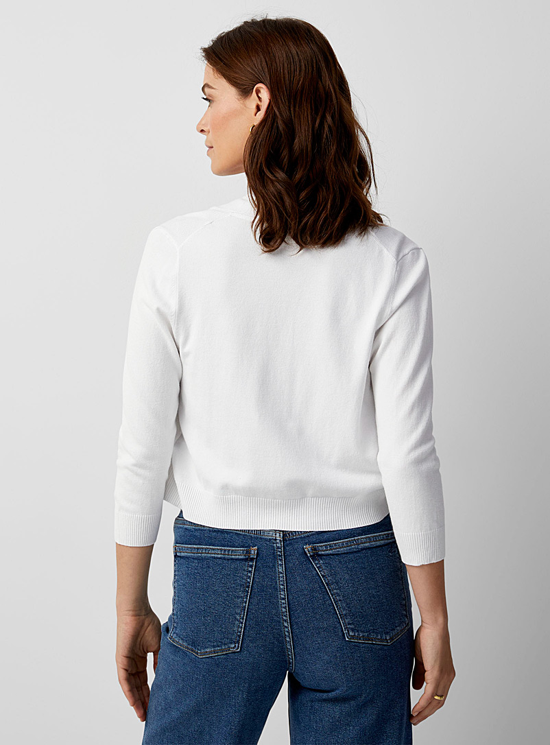 Contemporaine Chocolate/Espresso 3/4-sleeve fine knit open cardigan for women