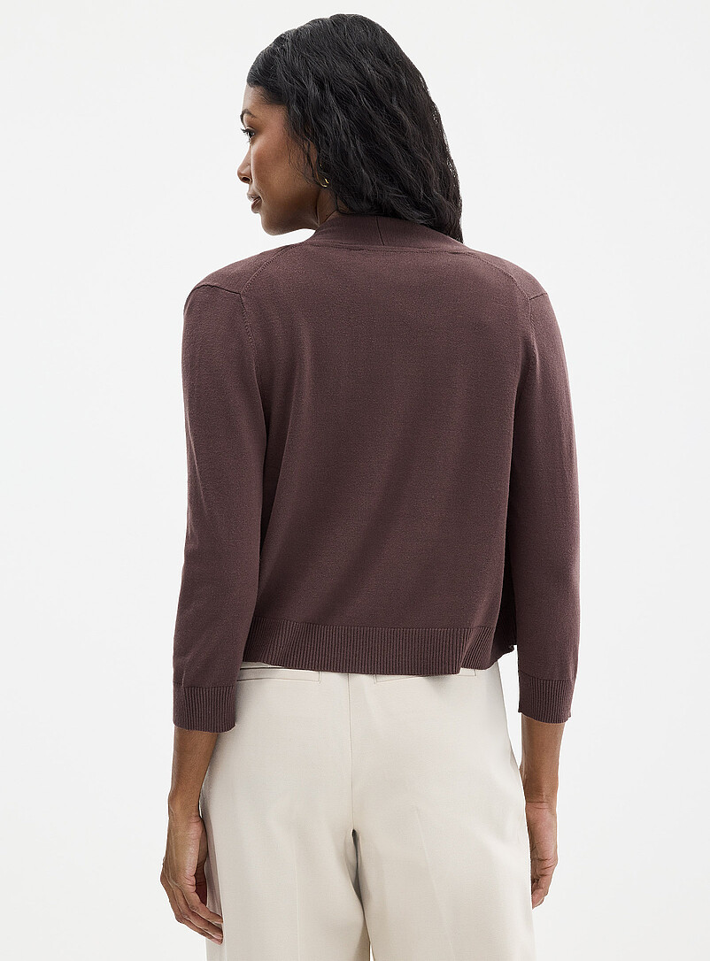 Contemporaine Chocolate/Espresso 3/4-sleeve fine knit open cardigan for women