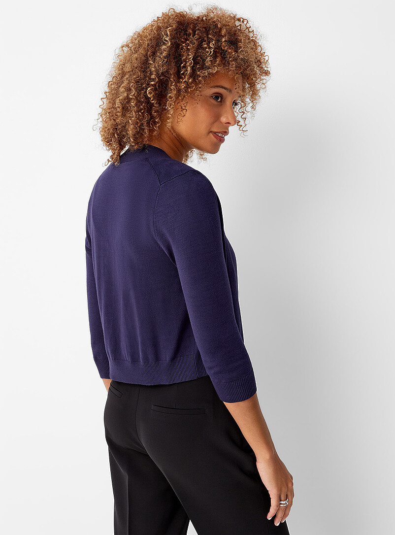 Contemporaine: Le cardigan ouvert fin tricot manches 3/4 Chocolat - Espresso pour femme