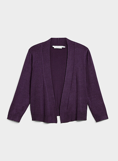 3/4-sleeve fine knit open cardigan