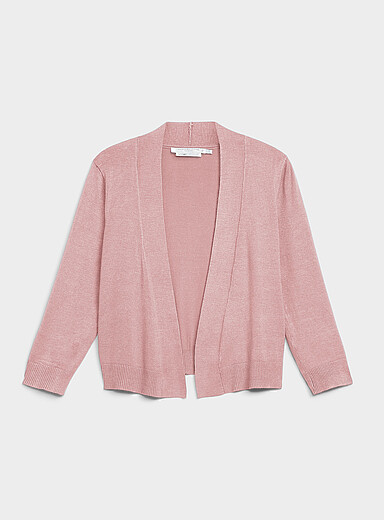 3/4-sleeve fine knit open cardigan