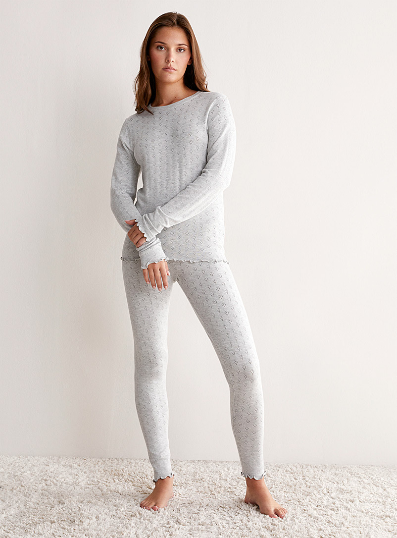 Miiyu x Twik Grey Hearts pointelle knit lounge legging for women
