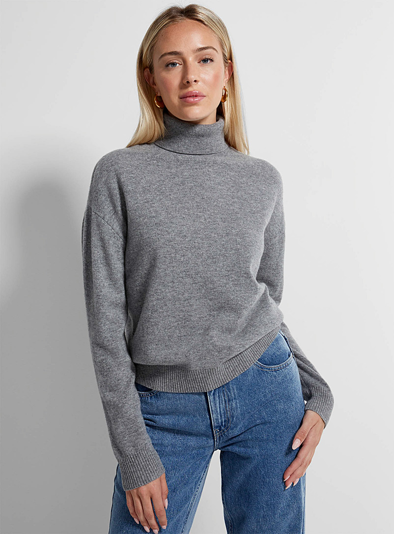 Icône Grey Pure wool turtleneck sweater for women